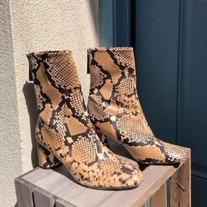 Zara Faux Snakeskin Zip Up Bootie